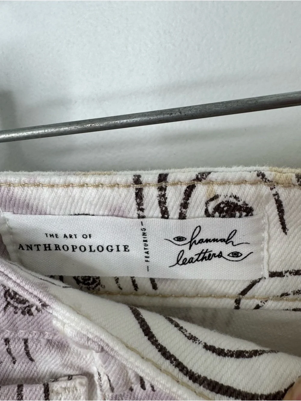 Anthropologie Hannah leathers Multicolor Rainbow-Print denim Shorts nwt 27 - Picture 5 of 10